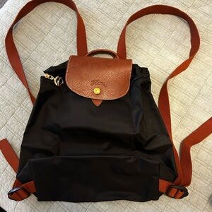 Black Longchamp Le Pliage backpack